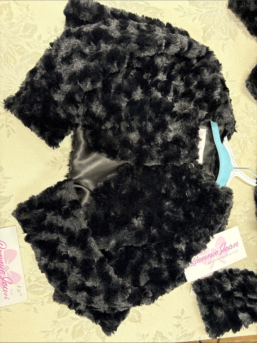 Bonnie Jean Black Faux Fur Capelet